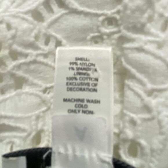 Ann Taylor Loft Ivory Top Shirt Crochet Cotton Blouse Short Sleeve Medium - Picture 5 of 7